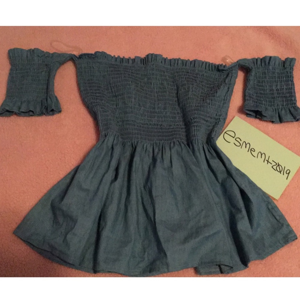 Off The Shoulder Shirred Peplum Blouse